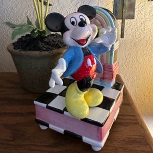 Schmid Vintage Disney Porcelain Music Box “HOUND DOG “ Dancing Mickey Jukebox